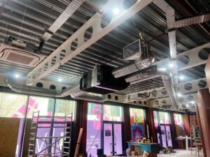 Commercial ventilation ductwork and ceiling-mounted air conditioning plant installed during a retail fit-out by AKS Air Conditioning